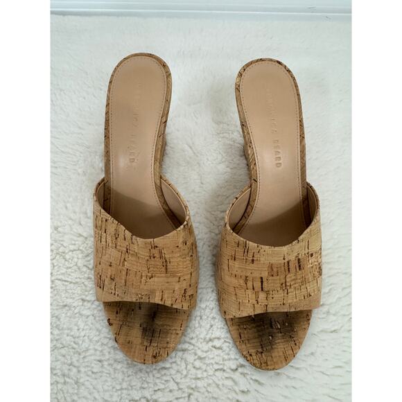 Veronica Beard Cork Wedge Mule Sandals Size 9 Designer Heels - Picture 2 of 10